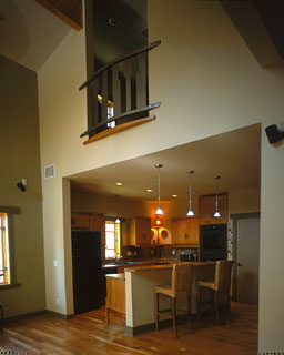 Arts & Crafts Custom Home - Living Room Kitchen